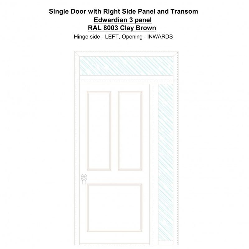 Sd1spt(right) Edwardian 3 Panel Ral 8003 Clay Brown Security Door