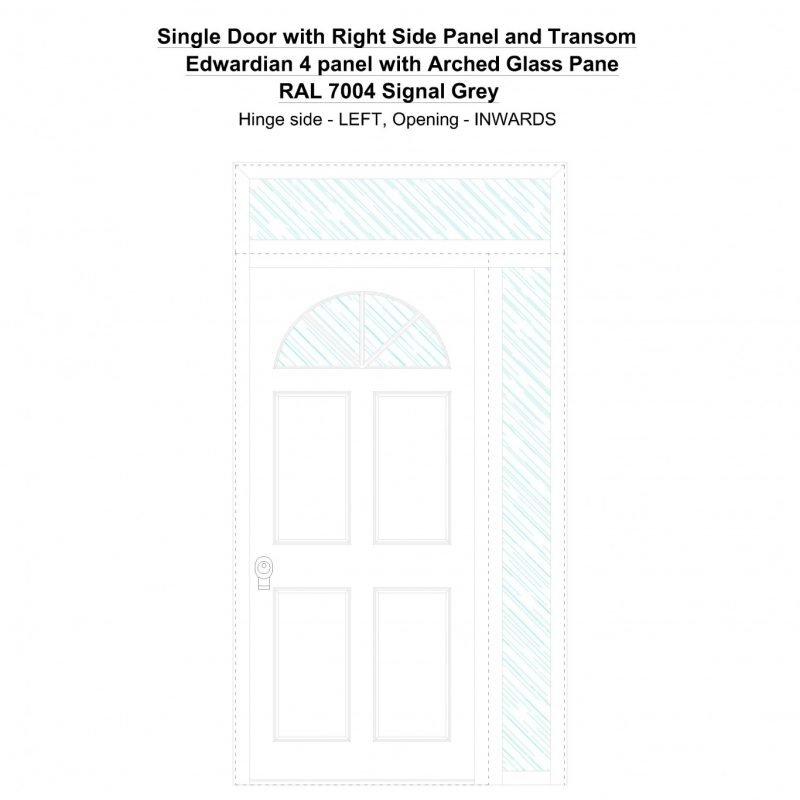 Sd1spt(right) Edwardian 4 Panel With Arched Glass Pane Ral 7004 Signal Grey Security Door