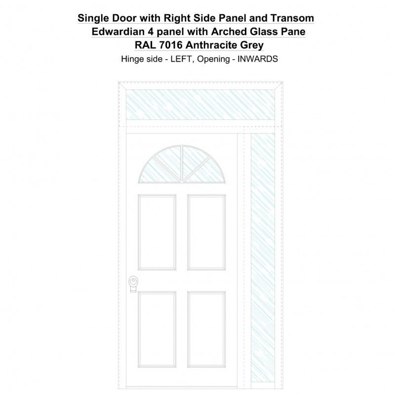 Sd1spt(right) Edwardian 4 Panel With Arched Glass Pane Ral 7016 Anthracite Grey Security Door