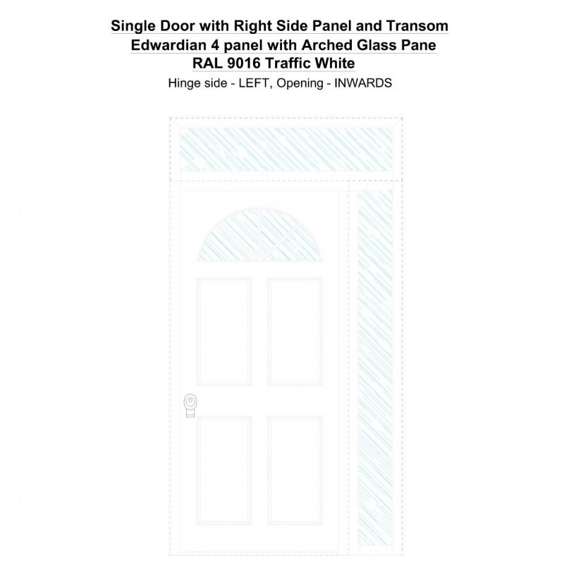 Sd1spt(right) Edwardian 4 Panel With Arched Glass Pane Ral 9016 Traffic White Security Door