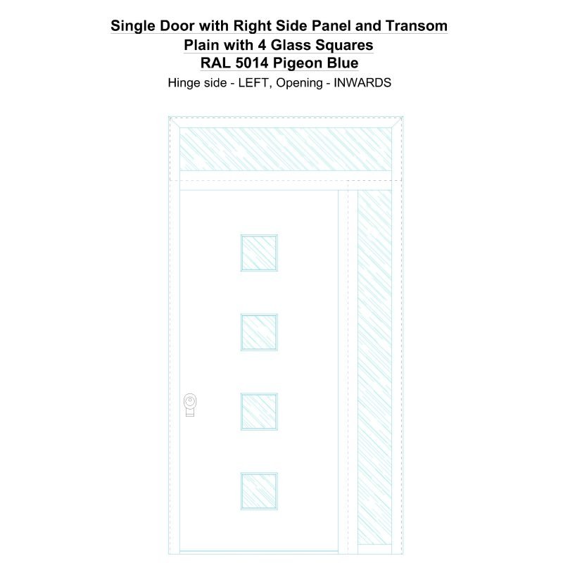 Sd1spt(right) Plain With 4 Glass Squares Ral 5014 Pigeon Blue Security Door