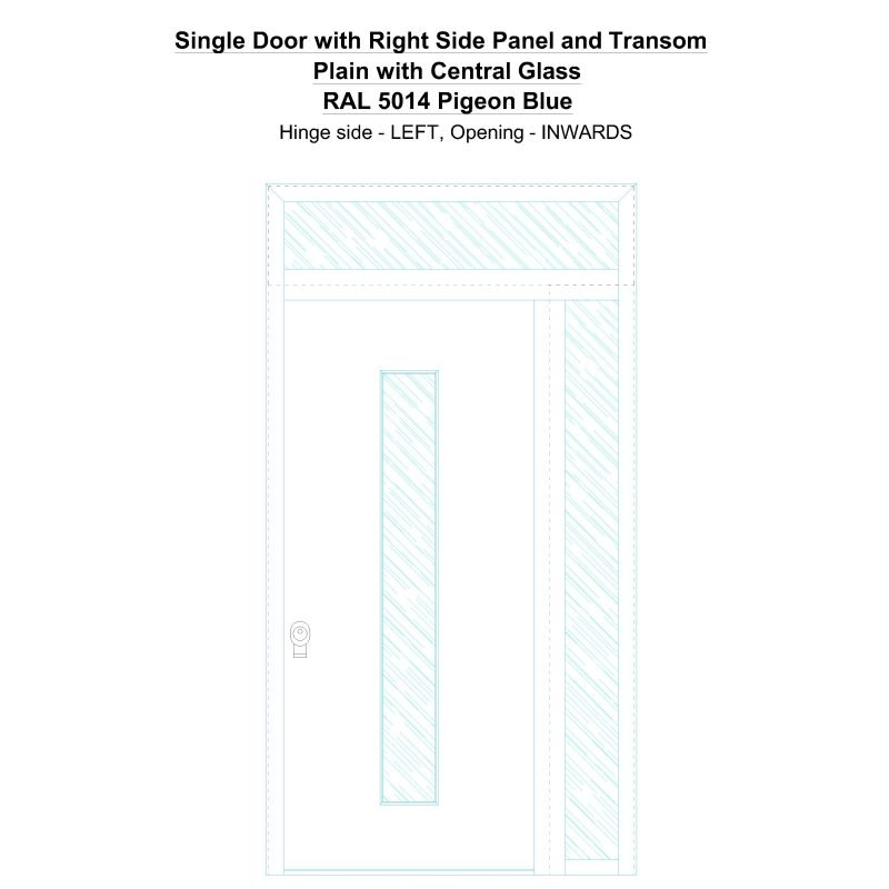Sd1spt(right) Plain With Central Glass Ral 5014 Pigeon Blue Security Door