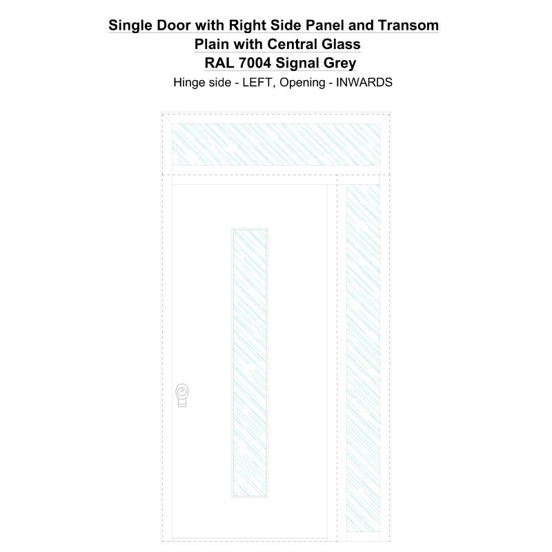 Sd1spt(right) Plain With Central Glass Ral 7004 Signal Grey Security Door