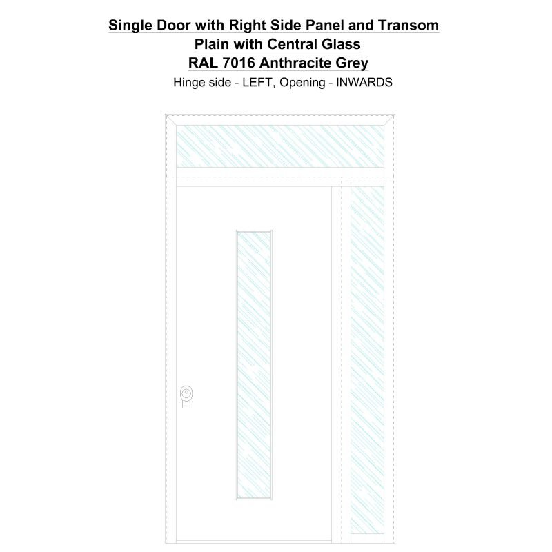 Sd1spt(right) Plain With Central Glass Ral 7016 Anthracite Grey Security Door