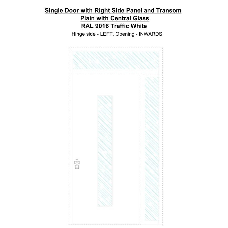 Sd1spt(right) Plain With Central Glass Ral 9016 Traffic White Security Door