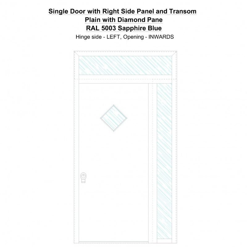 Sd1spt(right) Plain With Diamond Pane Ral 5003 Sapphire Blue Security Door