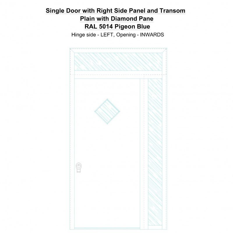 Sd1spt(right) Plain With Diamond Pane Ral 5014 Pigeon Blue Security Door