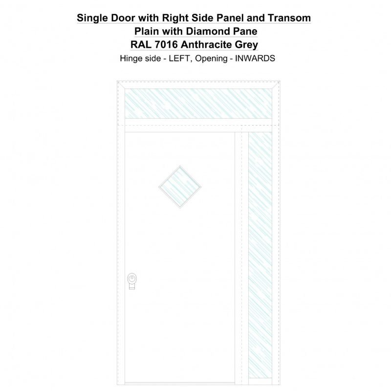 Sd1spt(right) Plain With Diamond Pane Ral 7016 Anthracite Grey Security Door