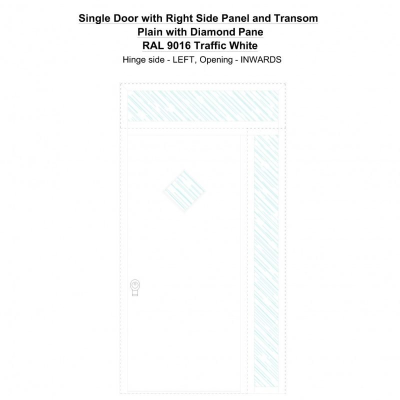 Sd1spt(right) Plain With Diamond Pane Ral 9016 Traffic White Security Door