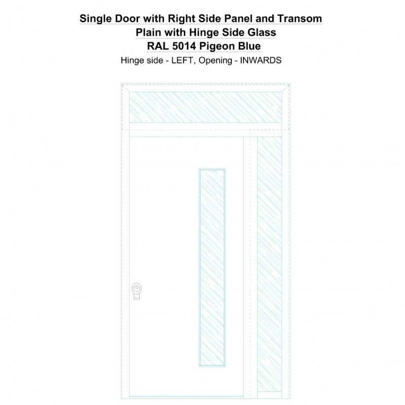 Sd1spt(right) Plain With Hinge Side Glass Ral 5014 Pigeon Blue Security Door