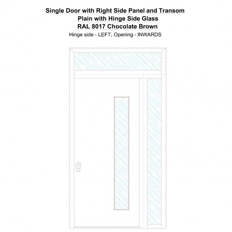 Sd1spt(right) Plain With Hinge Side Glass Ral 8017 Chocolate Brown Security Door