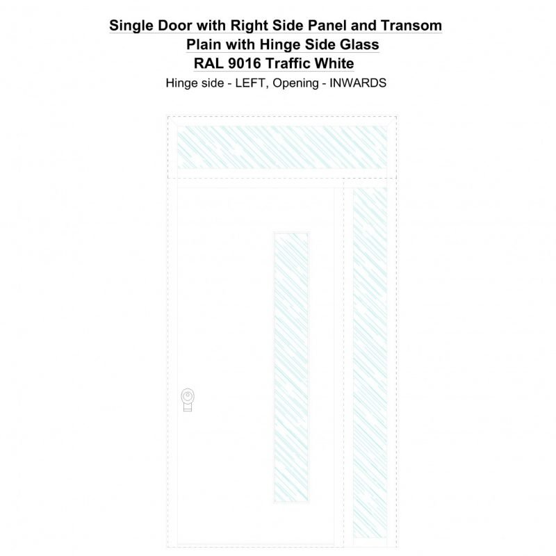 Sd1spt(right) Plain With Hinge Side Glass Ral 9016 Traffic White Security Door