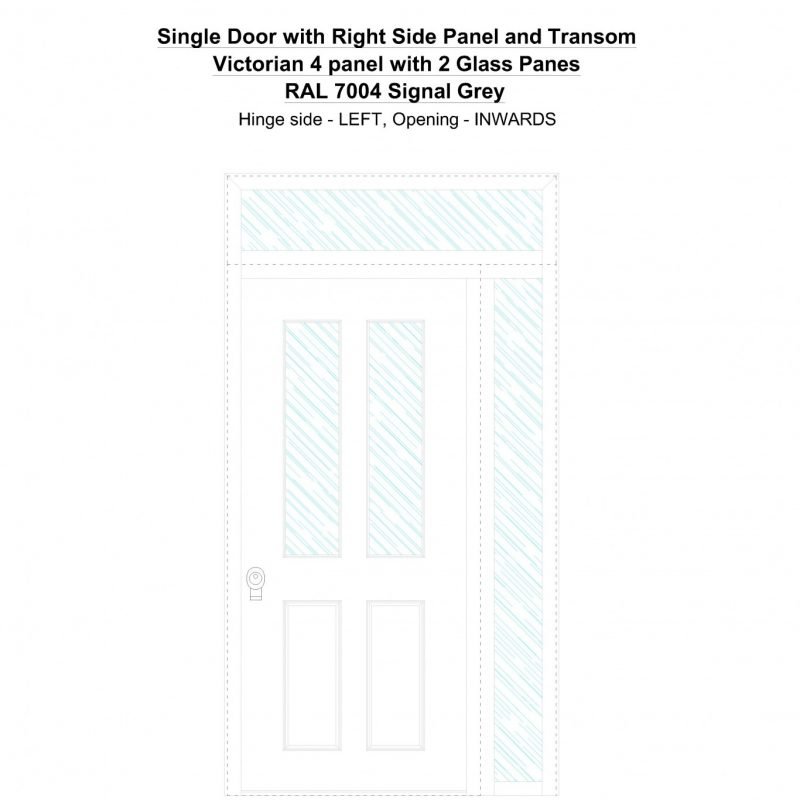 Sd1spt(right) Victorian 4 Panel With 2 Glass Panes Ral 7004 Signal Grey Security Door