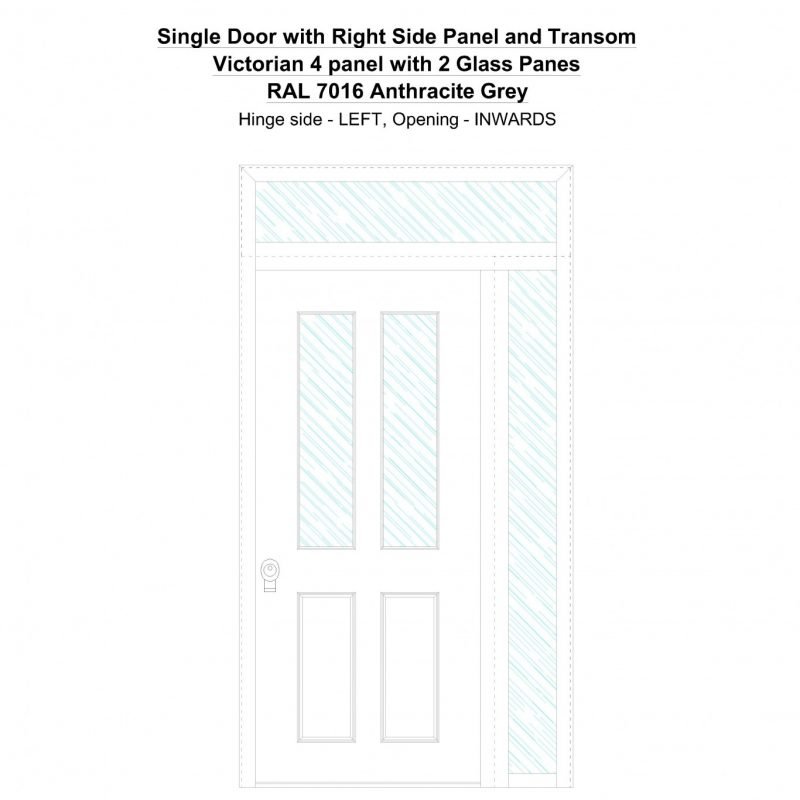 Sd1spt(right) Victorian 4 Panel With 2 Glass Panes Ral 7016 Anthracite Grey Security Door