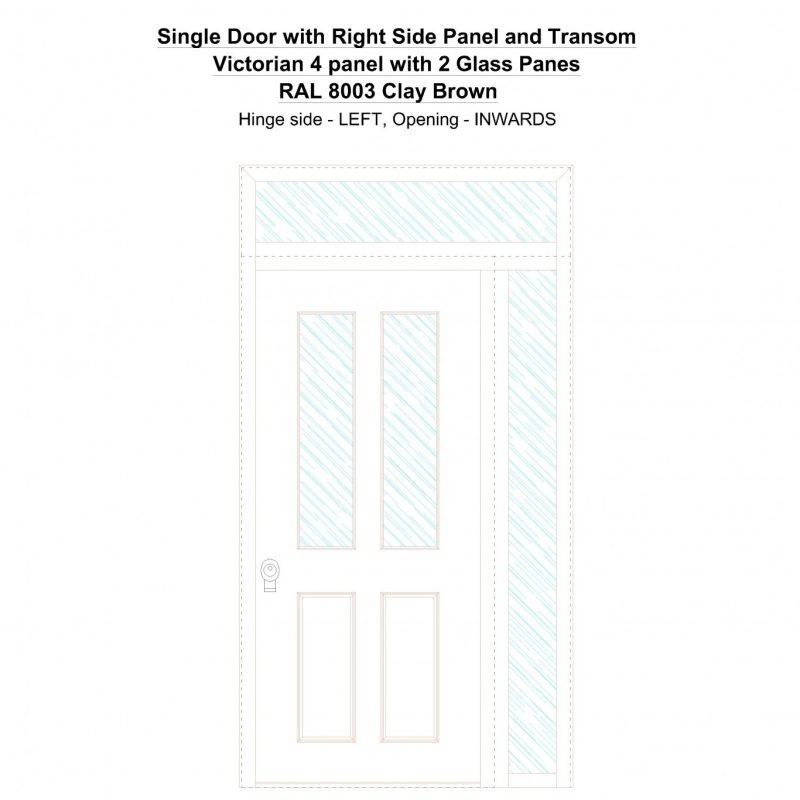 Sd1spt(right) Victorian 4 Panel With 2 Glass Panes Ral 8003 Clay Brown Security Door