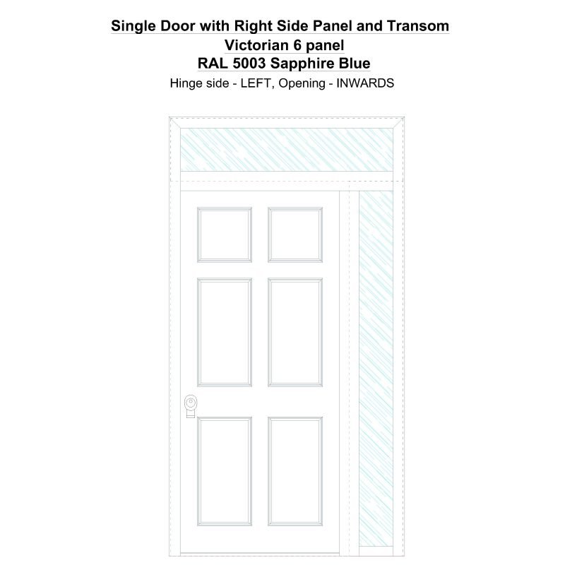 Sd1spt(right) Victorian 6 Panel Ral 5003 Sapphire Blue Security Door