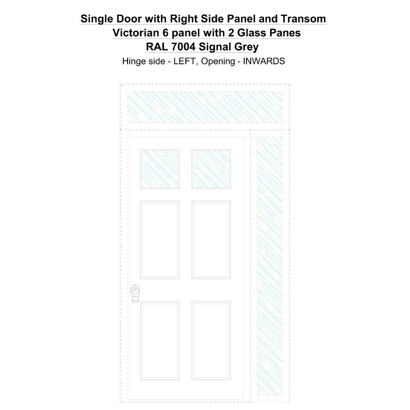 Sd1spt(right) Victorian 6 Panel With 2 Glass Panes Ral 7004 Signal Grey Security Door