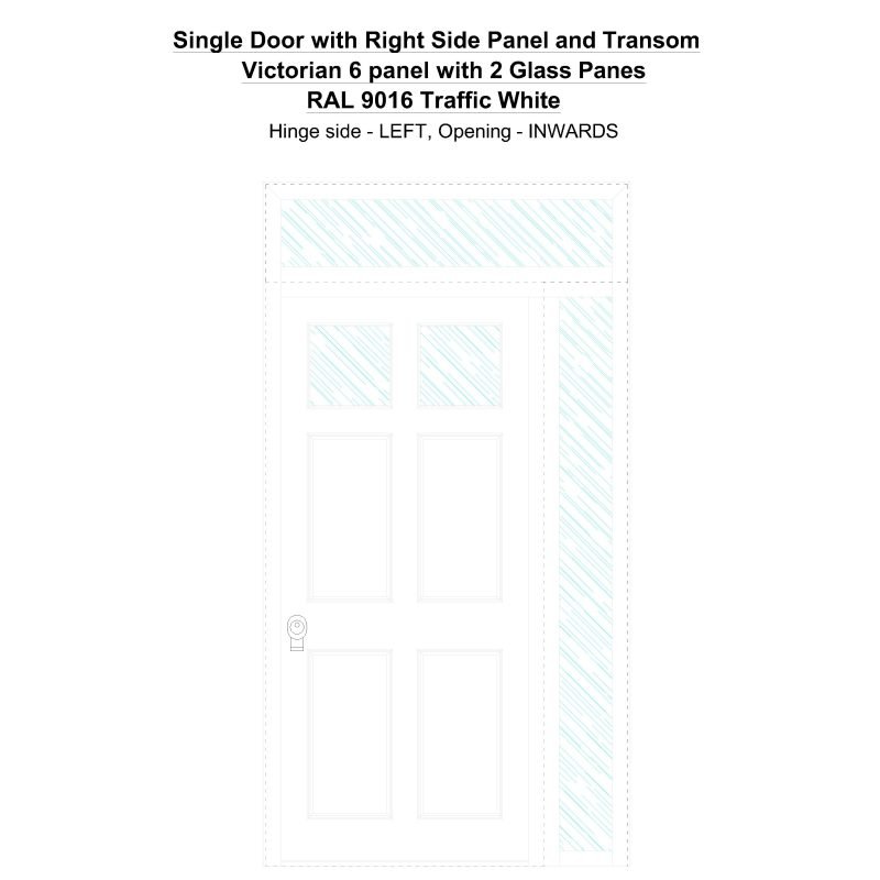 Sd1spt(right) Victorian 6 Panel With 2 Glass Panes Ral 9016 Traffic White Security Door