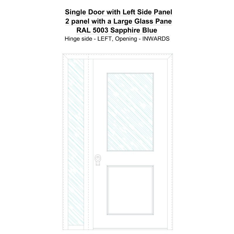 Sd1sp(left) 2 Panel With A Large Glass Pane Ral 5003 Sapphire Blue Security Door