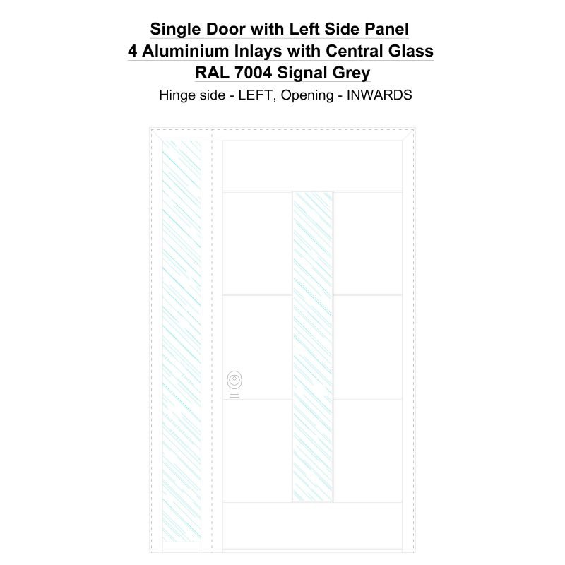 Sd1sp(left) 4 Aluminium Inlays With Central Glass Ral 7004 Signal Grey Security Door