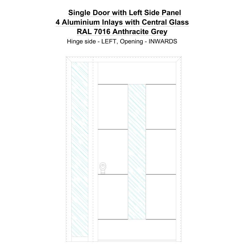 Sd1sp(left) 4 Aluminium Inlays With Central Glass Ral 7016 Anthracite Grey Security Door