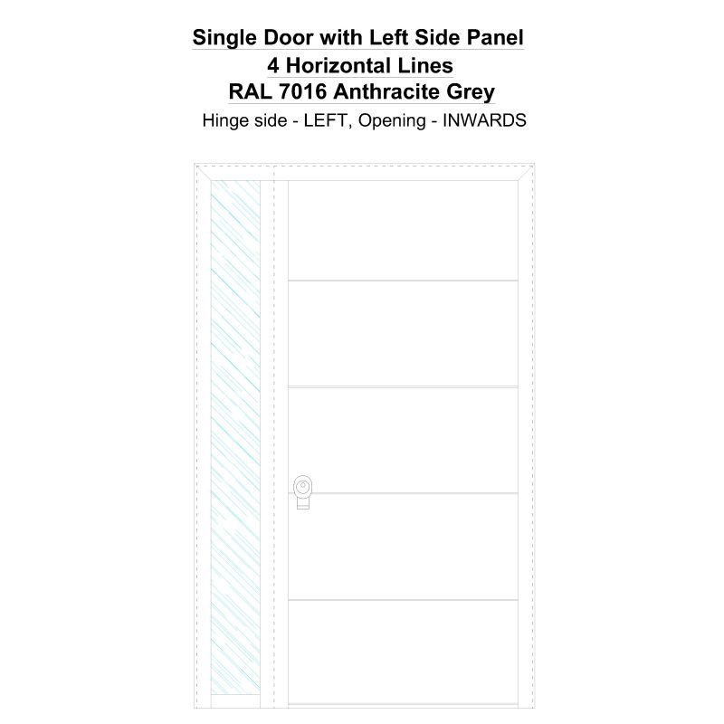 Sd1sp(left) 4 Horizontal Lines Ral 7016 Anthracite Grey Security Door