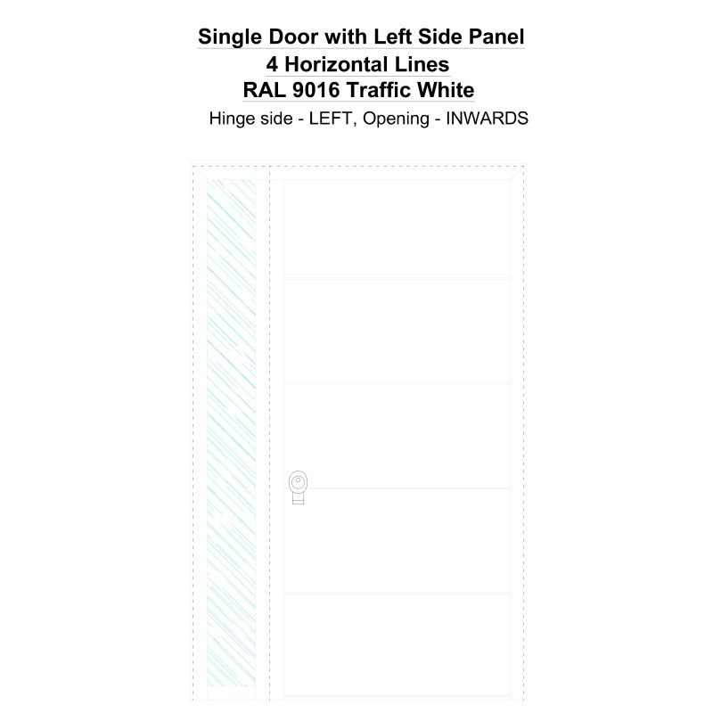Sd1sp(left) 4 Horizontal Lines Ral 9016 Traffic White Security Door