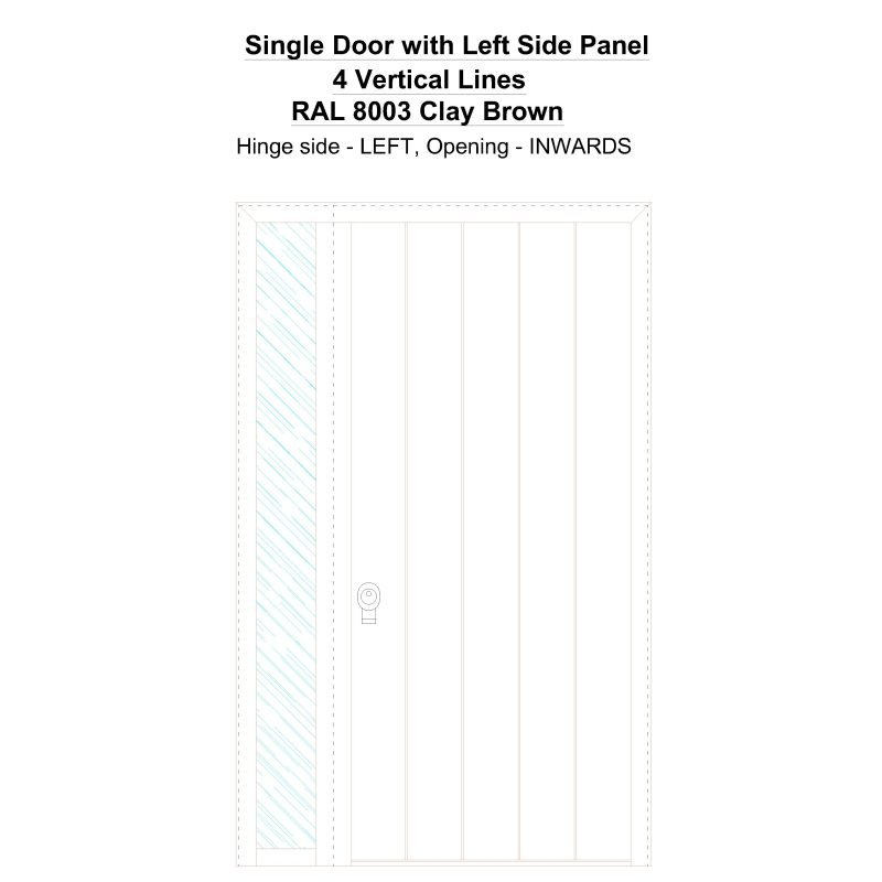 Sd1sp(left) 4 Vertical Lines Ral 8003 Clay Brown Security Door