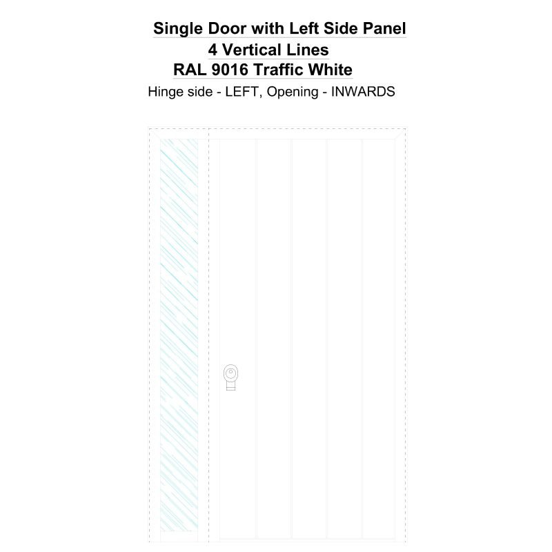 Sd1sp(left) 4 Vertical Lines Ral 9016 Traffic White Security Door