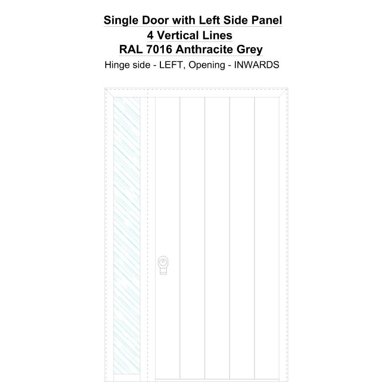 Sd1sp(left) 4 Vertical Lines Ral7016 Anthracie Grey Security Door