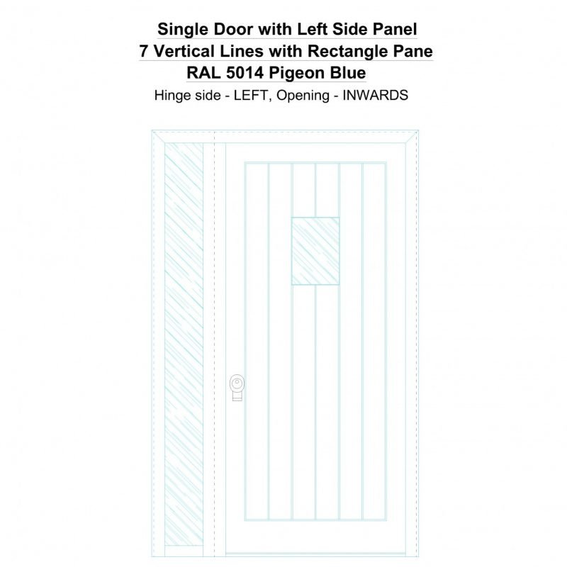 Sd1sp(left) 7 Vertical Lines With Rectangle Pane Ral 5014 Pigeon Blue Security Door