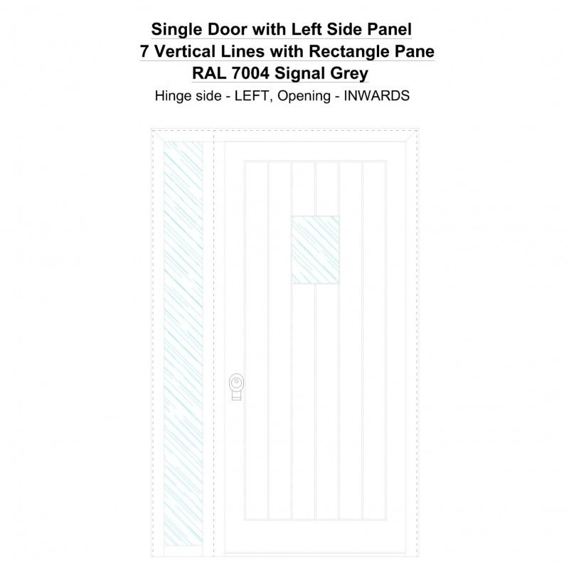 Sd1sp(left) 7 Vertical Lines With Rectangle Pane Ral 7004 Signal Grey Security Door