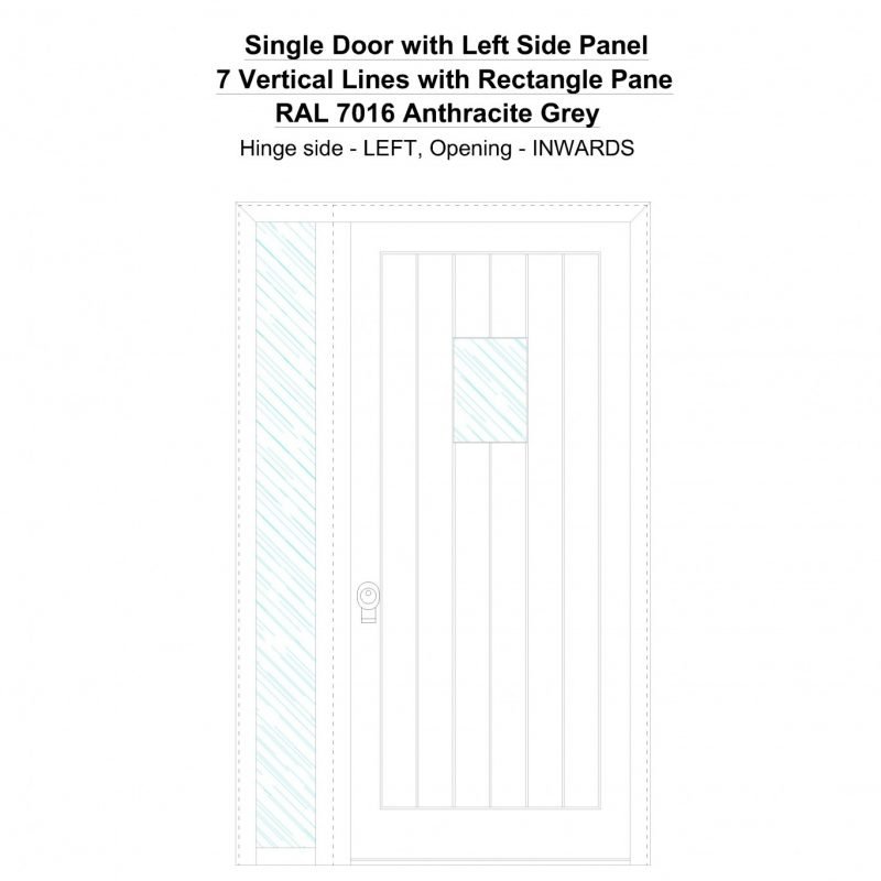 Sd1sp(left) 7 Vertical Lines With Rectangle Pane Ral 7016 Anthracite Grey Security Door