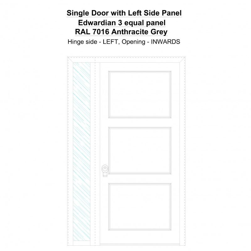 Sd1sp(left) Edwardian 3 Equal Panel Ral 7016 Anthracite Grey Security Door