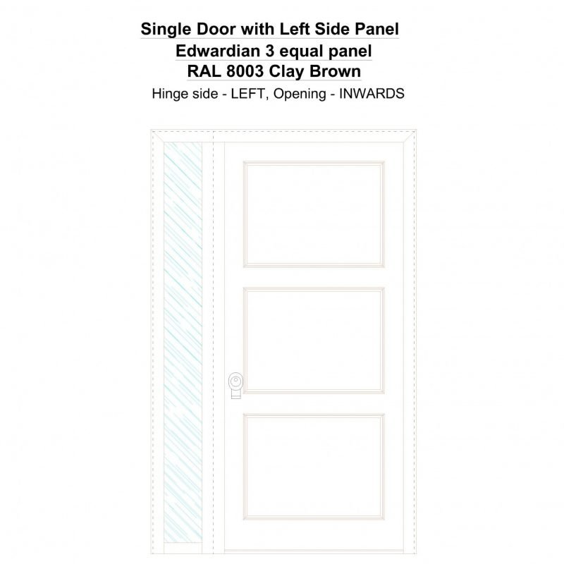 Sd1sp(left) Edwardian 3 Equal Panel Ral 8003 Clay Brown Security Door