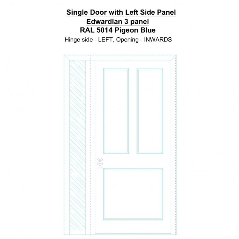 Sd1sp(left) Edwardian 3 Panel Ral 5014 Pigeon Blue Security Door