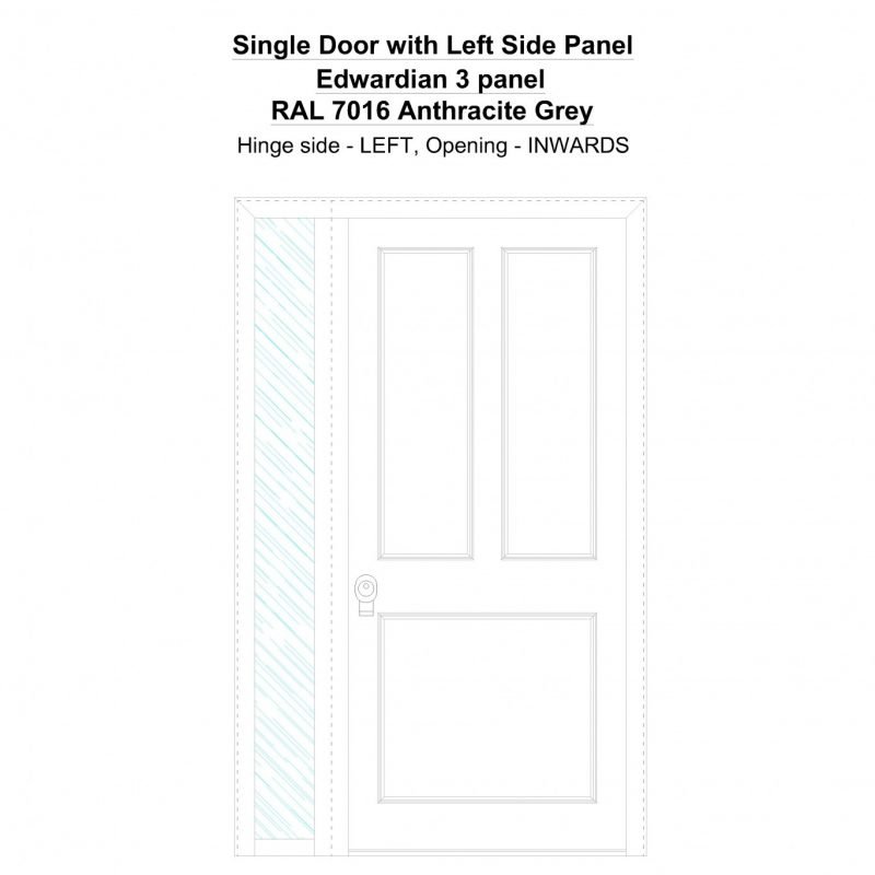 Sd1sp(left) Edwardian 3 Panel Ral 7016 Anthracite Grey Security Door