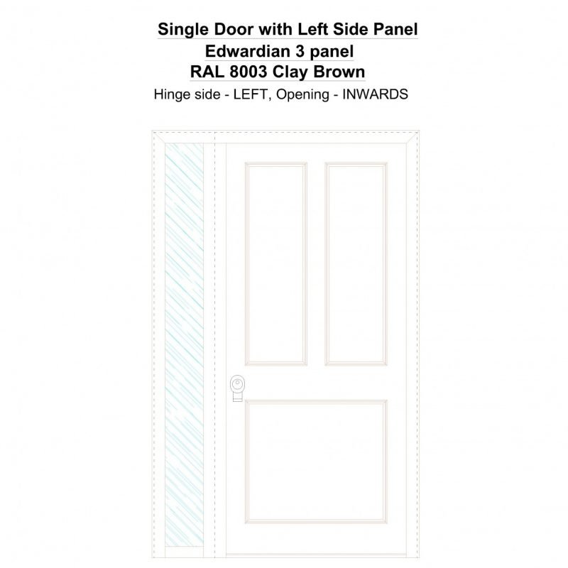 Sd1sp(left) Edwardian 3 Panel Ral 8003 Clay Brown Security Door