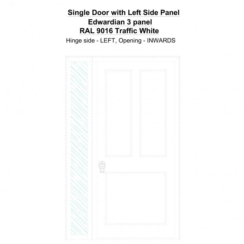 Sd1sp(left) Edwardian 3 Panel Ral 9016 Traffic White Security Door