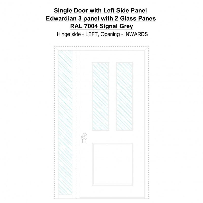 Sd1sp(left) Edwardian 3 Panel With 2 Glass Panes Ral 7004 Signal Grey Security Door