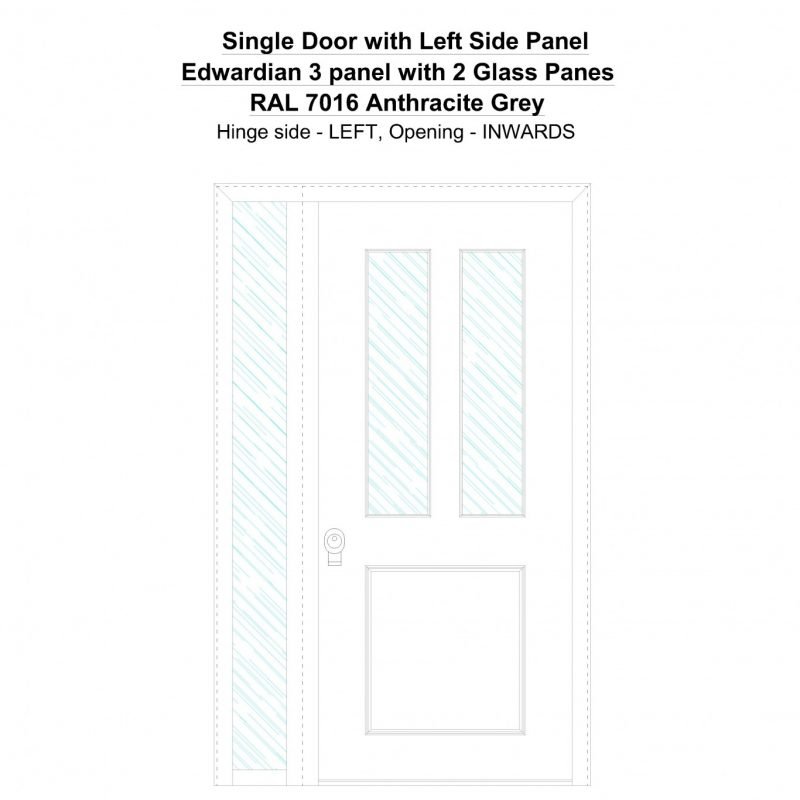 Sd1sp(left) Edwardian 3 Panel With 2 Glass Panes Ral 7016 Anthracite Grey Security Door