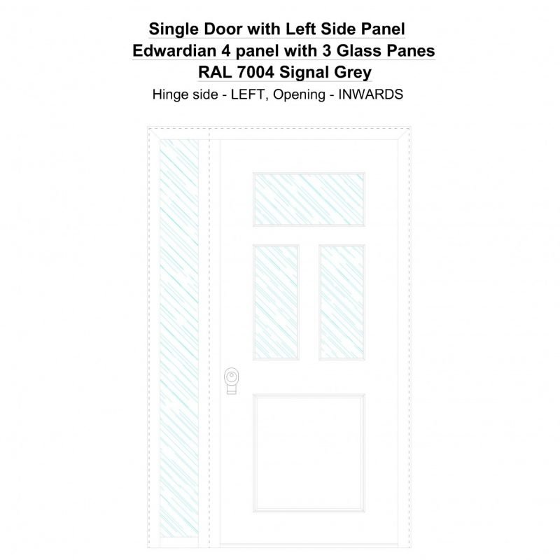Sd1sp(left) Edwardian 4 Panel With 3 Glass Panes Ral 7004 Signal Grey Security Door
