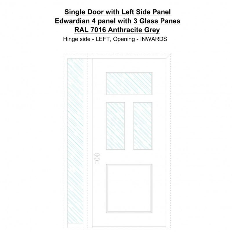 Sd1sp(left) Edwardian 4 Panel With 3 Glass Panes Ral 7016 Anthracite Grey Security Door