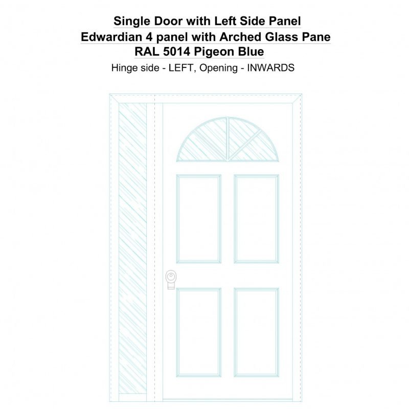 Sd1sp(left) Edwardian 4 Panel With Arched Glass Pane Ral 5014 Pigeon Blue Security Door