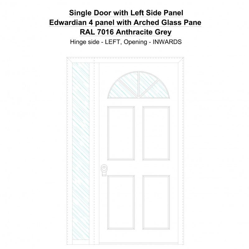 Sd1sp(left) Edwardian 4 Panel With Arched Glass Pane Ral 7016 Anthracite Grey Security Door