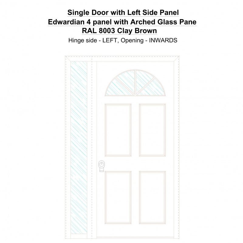 Sd1sp(left) Edwardian 4 Panel With Arched Glass Pane Ral 8003 Clay Brown Security Door