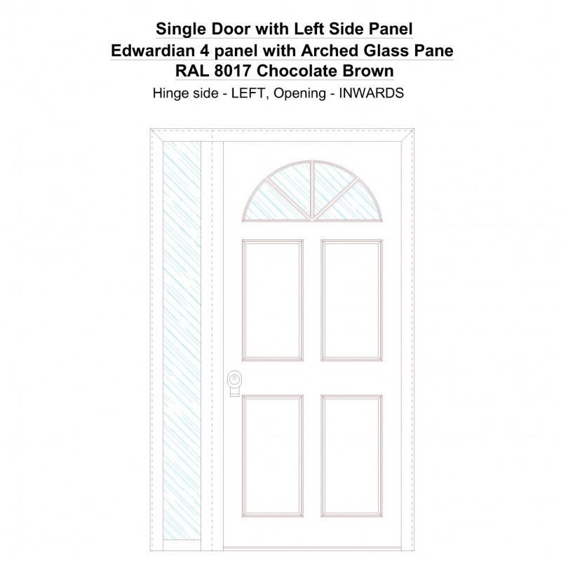 Sd1sp(left) Edwardian 4 Panel With Arched Glass Pane Ral 8017 Chocolate Brown Security Door