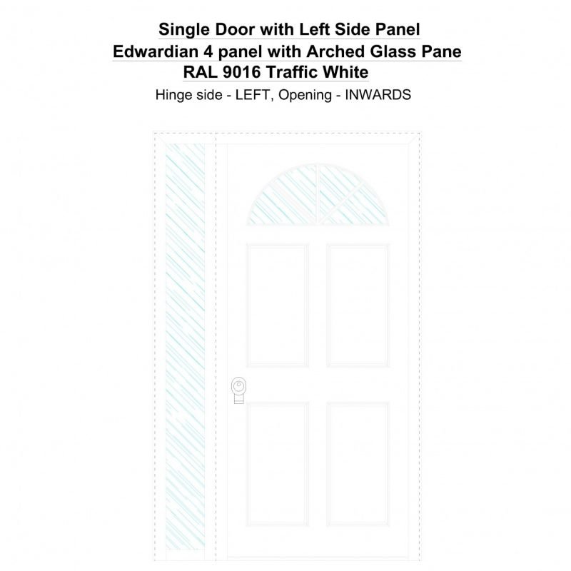 Sd1sp(left) Edwardian 4 Panel With Arched Glass Pane Ral 9016 Traffic White Security Door