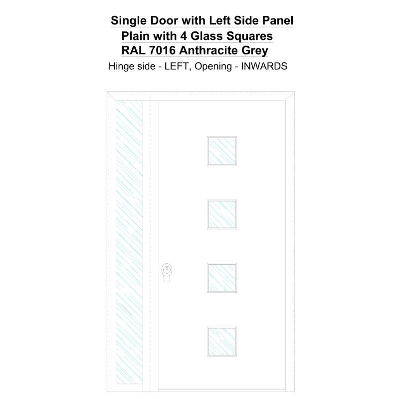 Sd1sp(left) Plain With 4 Glass Squares Ral 7016 Anthracite Grey Security Door