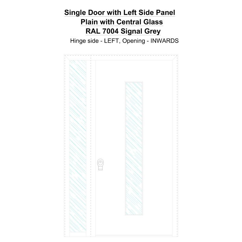 Sd1sp(left) Plain With Central Glass Ral 7004 Signal Grey Security Door